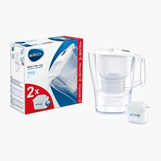 Cană filtrantă albă Aluna 2.4l + 2 filtre Maxtra+
