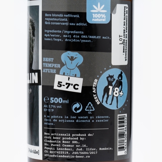 Bere blondă artizanală Pale Ale Mr. Ice sticlă 0.5l