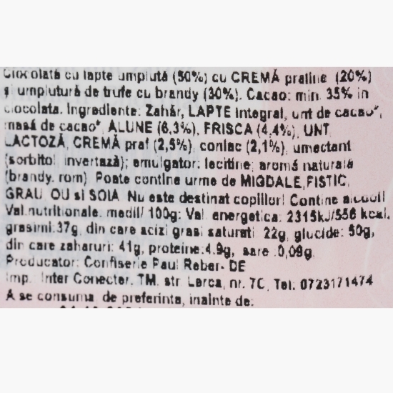 Truffle cu brandy și ciocolată cu lapte 40g 