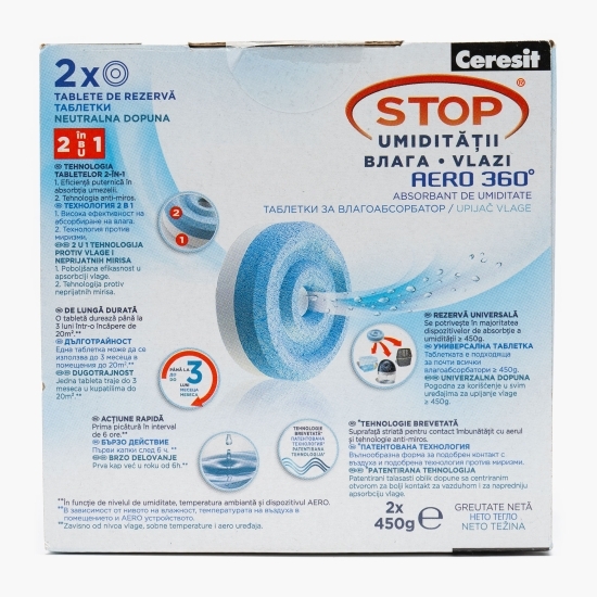 Tablete rezervă aparat absorbant de umiditate Aero 360° Neutral, 2 buc x 450g