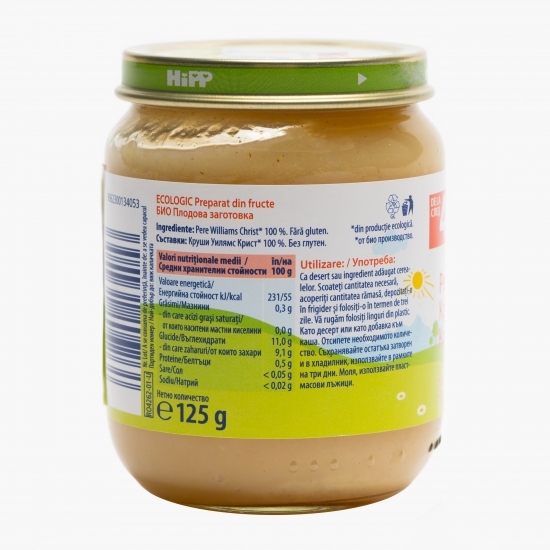 Piure ecologic de pere, +4 luni, 125g