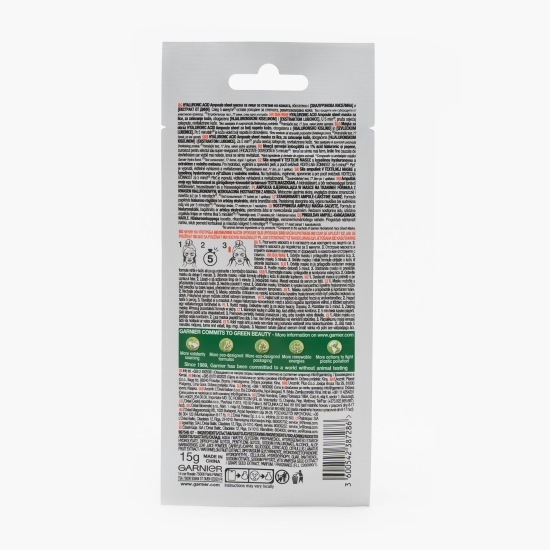 Mască șervețel îmbogățită cu 1% acid hialuronic și pepene 15g