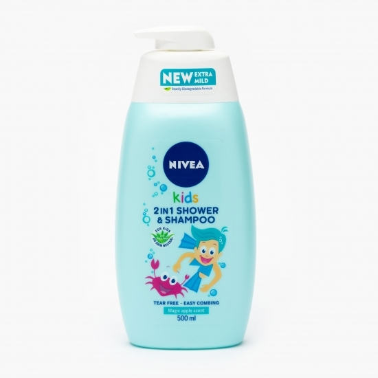 Gel duș și șampon pentru copii, măr, Kids 2in1 500ml  