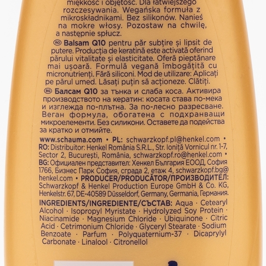 Balsam Q10 cu micronutrienți pentru păr subțire și lipsit de putere 200ml