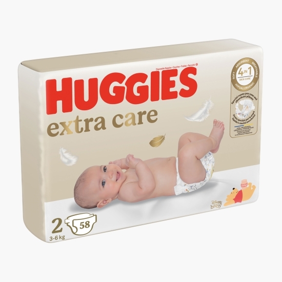 Scutece Extra Care, mărimea 2, Jumbo, 3-6 kg, 58 buc