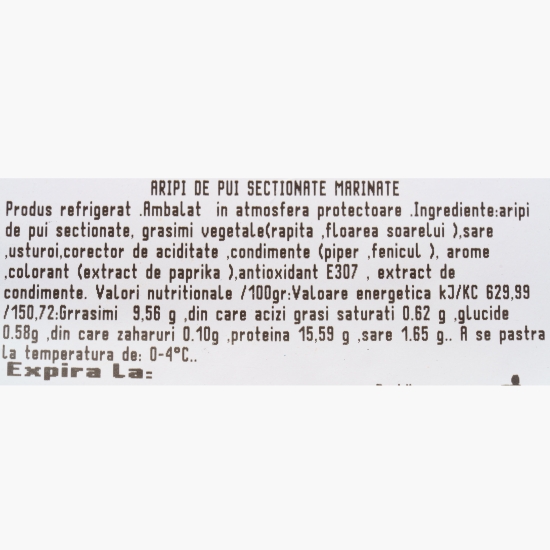 Aripi de pui secționate marinate 500g