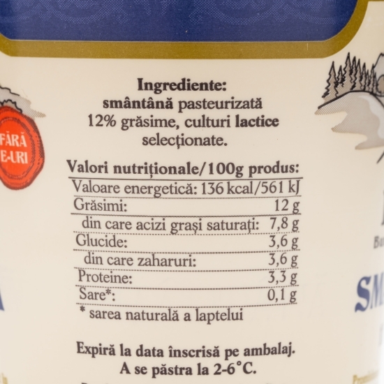 Smântână 12% grăsime, 375g