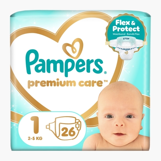 Scutece Premium Care, mărimea 1, 2-5kg, 26 buc