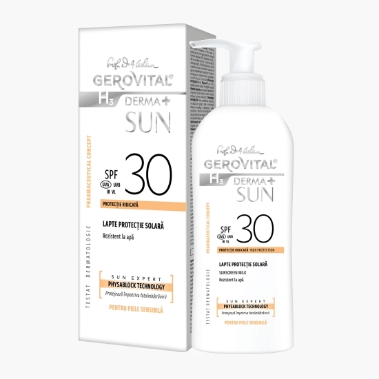 Lapte protecție solară H3 Derma+ Sun SPF 30, 150ml