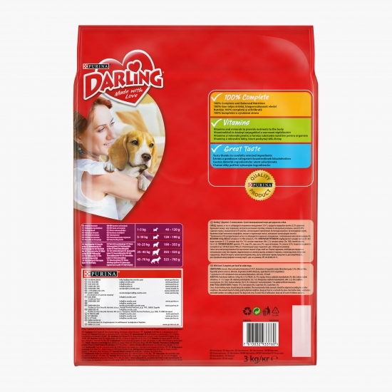 Hrană uscată pentru câini adult, 3Kg, vită și legume 