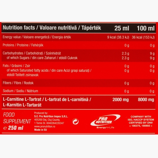 Supliment energizant cu conținut de carnitină Carnimax, aromă de fructe de pădure, 10x25ml