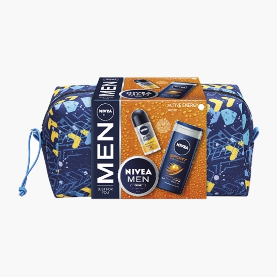 Set cadou: Men Creme 150ml + Gel de duș Sport 250ml + Deodorant roll-on masculin Dry Energy 50ml