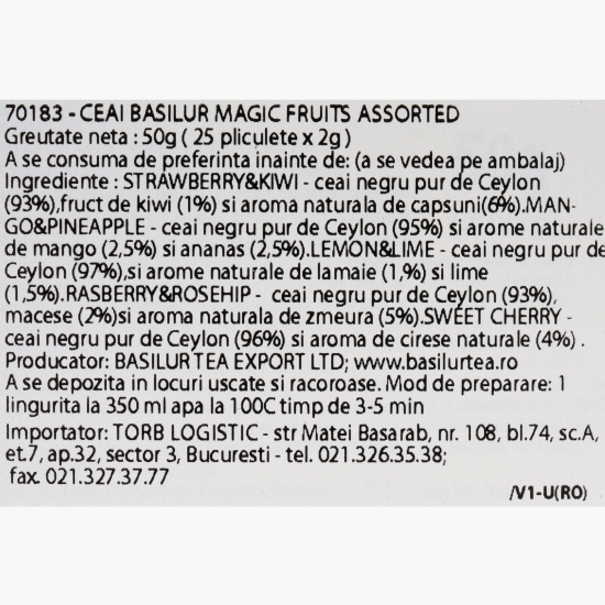 Ceai negru cu fructe asortat Magic Fruits, 25 plicuri