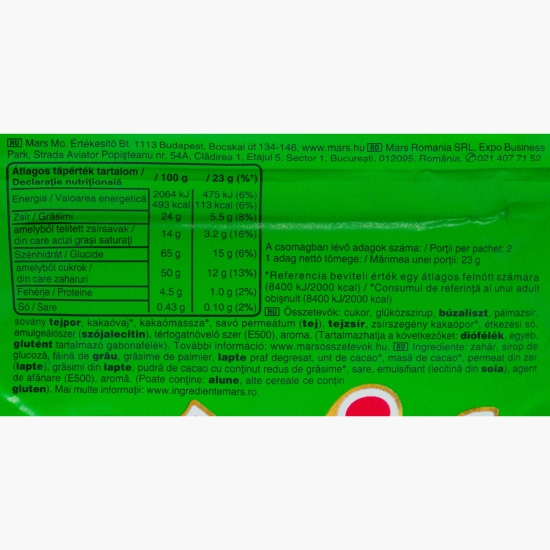 Baton cu biscuit, caramel si alune, învelit în ciocolată cu lapte 46g