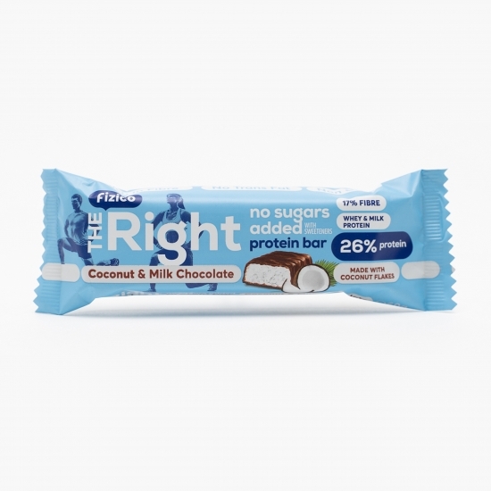 Baton proteic cu cocos și ciocolată fără zahăr adăugat, cu îndulcitor 60g