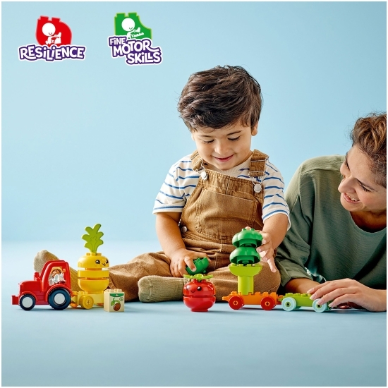 Primul meu tractor cu fructe și legume, 10982 Duplo, 19 piese, +18 luni