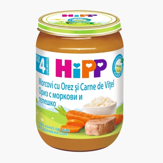 Meniu vițel cu orez și morcov, eco, +4 luni, 190g