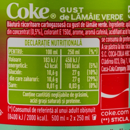 Băutură carbogazoasă lime 0.5l