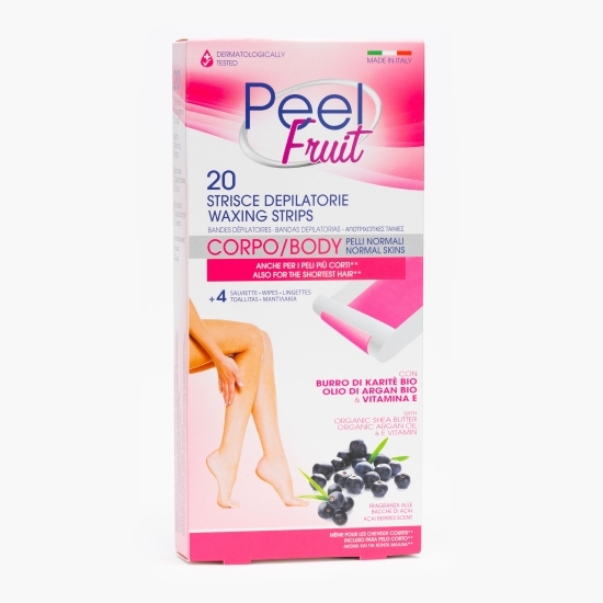 Benzi depilatoare pentru corp, 20 benzi de ceară + 4 șervețele
