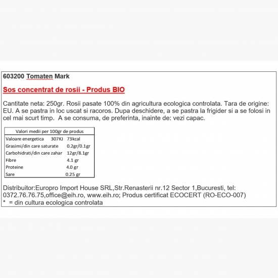Sos concentrat de tomate eco 250g