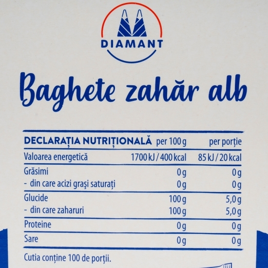 Zahăr cristal alb la plic 100x5g