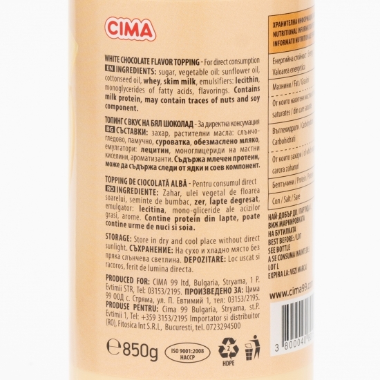 Topping de ciocolată albă 850g
