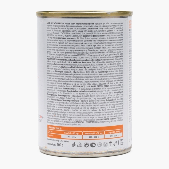 Hrană umedă pentru câini cu digestie sensibilă, cu curcan, 400g