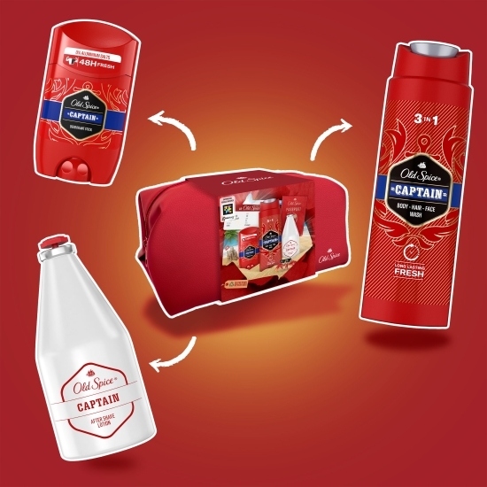 Set cadou Traveler Captain: gel de duș, 250ml + deodorant stick 500ml+ after shave 100ml+ trusă de toaletă