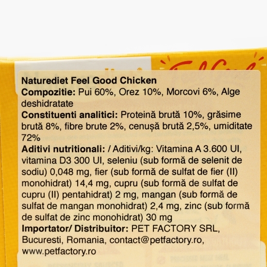Hrană umedă pentru câini, pate, 390g, Feel Good cu pui, orez și morcovi