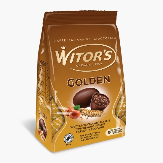 Mini ouă de ciocolată umplute cu cremă de cacao și cereale Golden, 150g