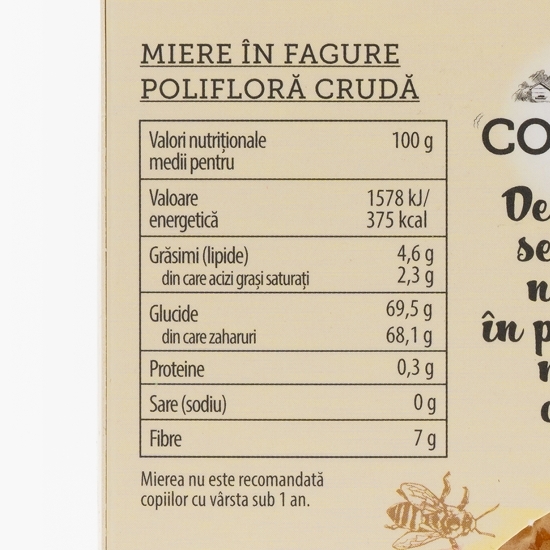 Miere polifloră crudă în fagure eco 150g