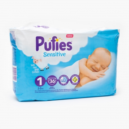 Scutece Sensitive New Born Pack mărimea 1, 2-5kg, 36 buc