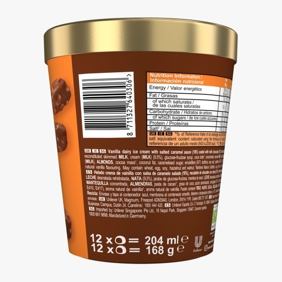 Înghețată Bon Bon caramel sărat și migdale, 12 buc, 204ml (168g)