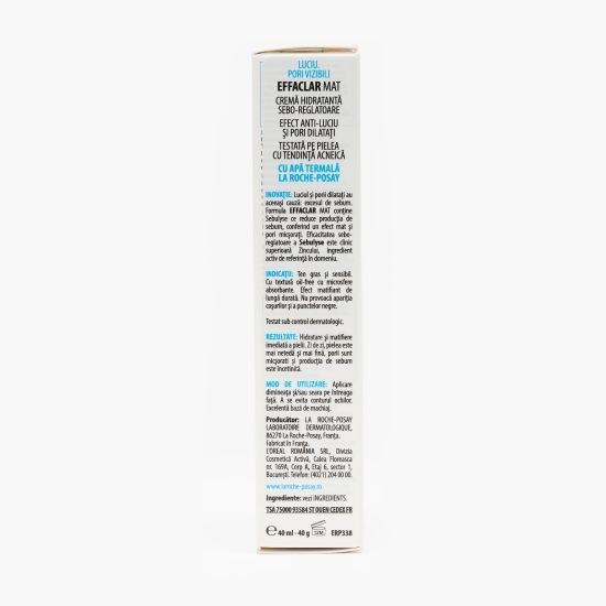 Crema seboreglatoare hidratantă și matifiantă Effaclar Mat 40ml