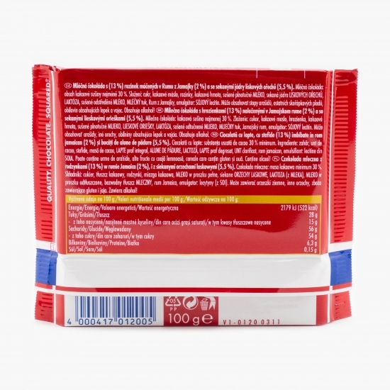 Ciocolată cu stafide îmbibate în rom jamaican și alune de pădure 100g