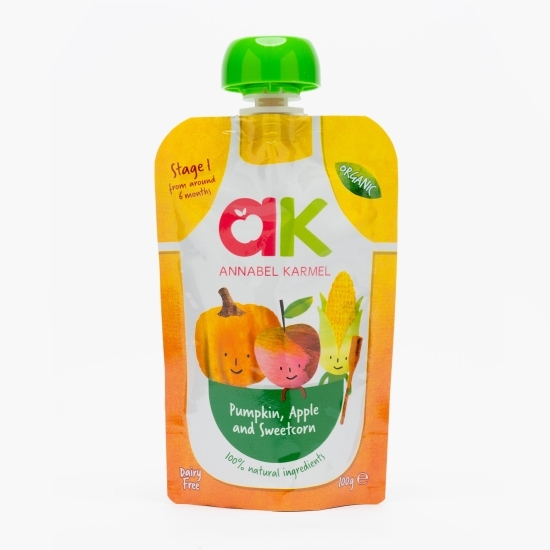 Piure eco din dovleac, măr și porumb dulce, pentru copii 6+ luni, 100g