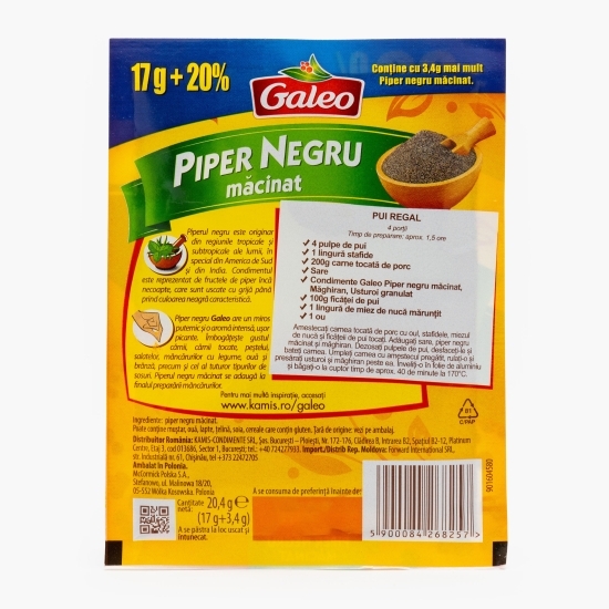Piper negru măcinat +20% mai mult, 20.4g
