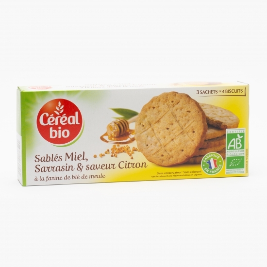 Biscuiți eco cu miere și aromă de lămâie și hrișcă 132g