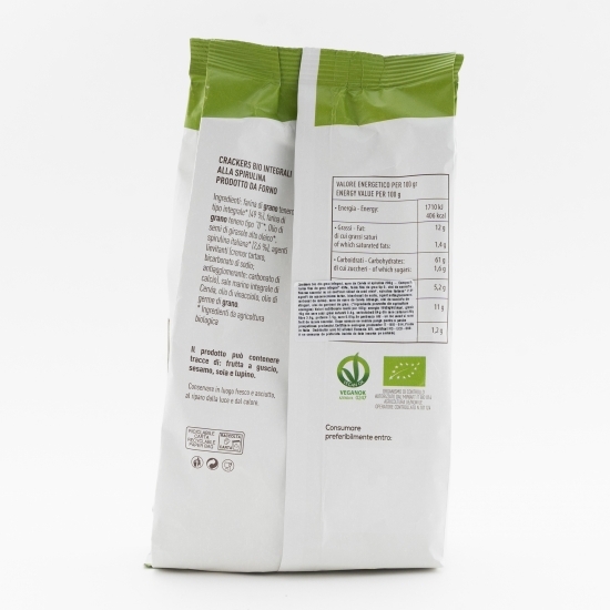 Crackers eco din grâu integral, sare de Cervia și spirulină 200g