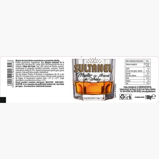 Muștar cu aromă de whisky 190g