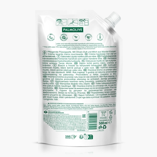 Rezervă săpun lichid Naturals Olive & Milk, eco refill 0.5l