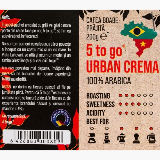 Urban Crema 200g, cafea boabe prajită