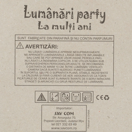 Lumânări party „La mulți ani”