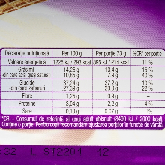 Înghețată cu aromă de vanilie cu înveliș de ciocolată 73g