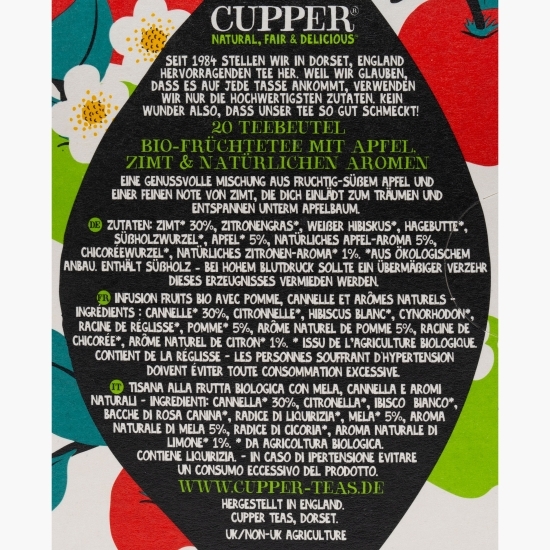 Ceai eco Apple & Cinnamon Infusion, 20 plicuri, 40g