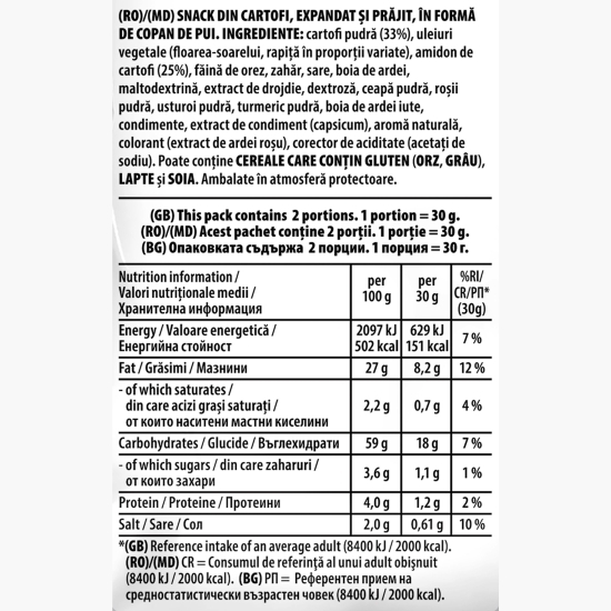 Snack cu gust de copănele de pui Fried Chicken 60g