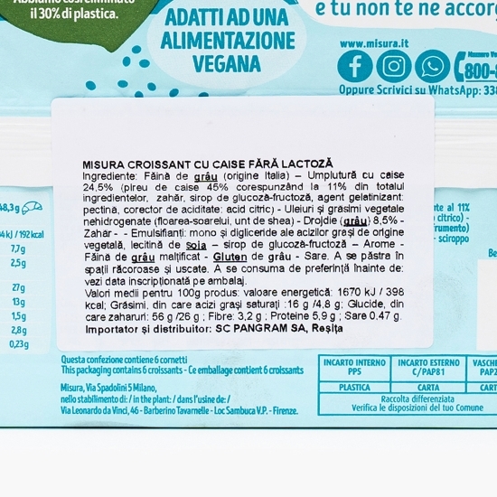 Croissant cu caise fără lactoză 290g