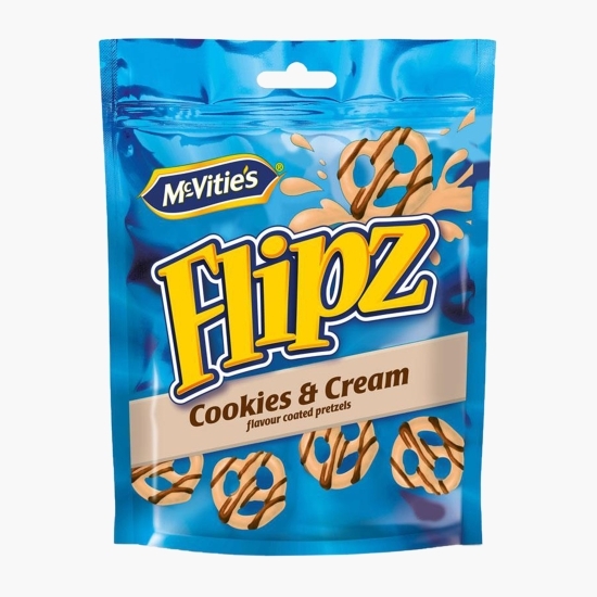 Covrigei acoperiți cu glazură cu aromă de biscuiți și frișcă Flipz 90g