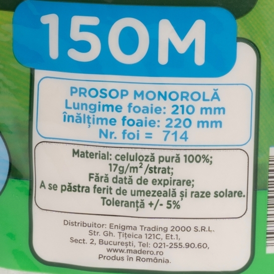 Prosop hârtie cu 2 straturi, 150m, 714 foi