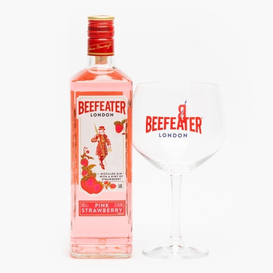 Gin London Pink Strawberry 0.7l + pahar